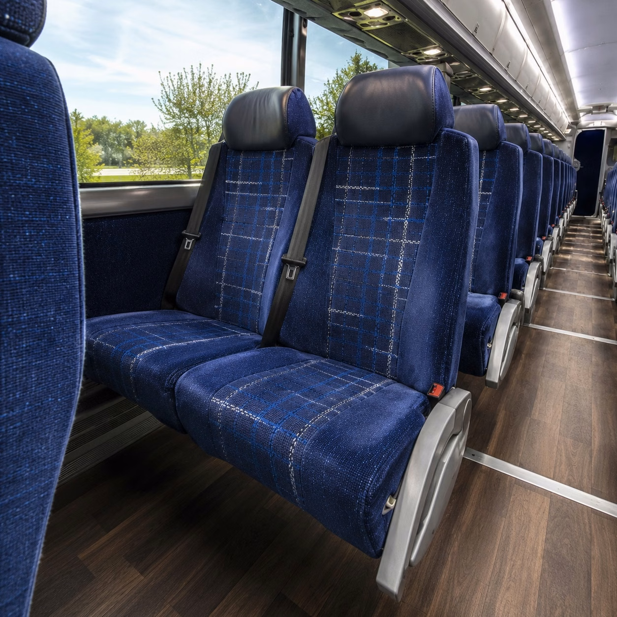 56 passenger charter bus inside